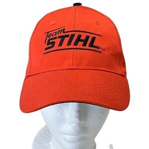 Team Stihl Adjustable Orange Cap Hat Black Stitching One Size